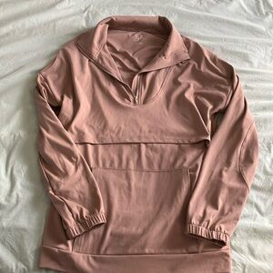 Bella Maternity Pink Quart-Zip Pullover